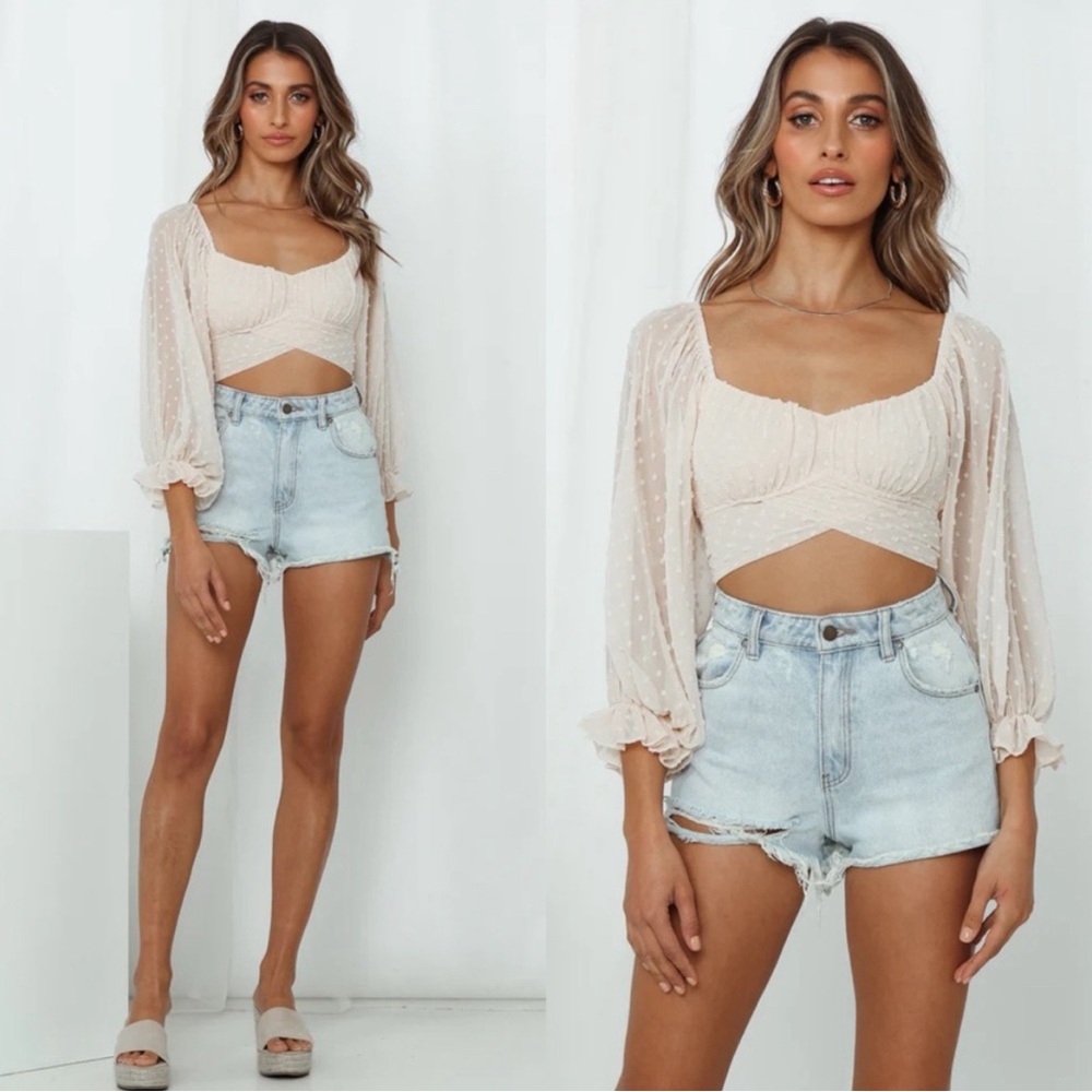 Hello Molly Cream Crop Top
